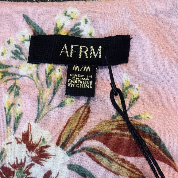 NWT AFRM Cutout Flounce Hemline Mini Dress Size:M Monna Pink Floral Long Sleeve - Picture 10 of 14